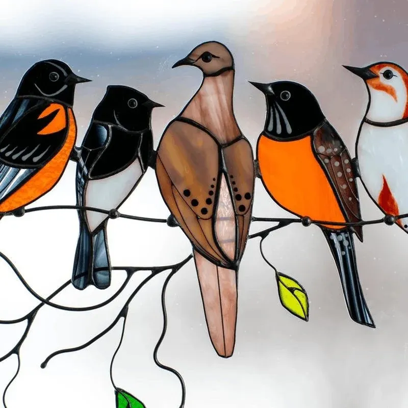 🔥 BIG SALE - 48% OFF🔥The Best Gift-Birds Stained  Window  Panel