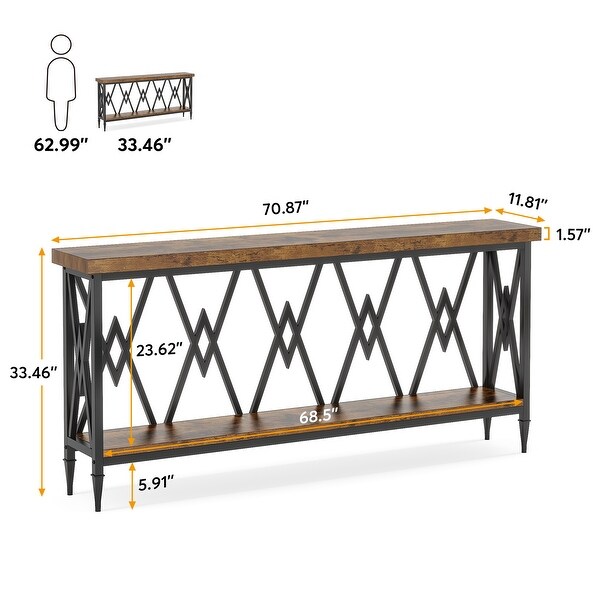 70.9 Inche Long Console Sofa Table Living Room，Entryway Hallway Accent Tables with Stylish Metal Frame