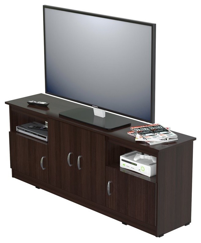 Inval America Contemporary Espresso 60 quotFlat Screen TV Stand   Transitional   Entertainment Centers And Tv Stands   by Beyond Stores  Houzz