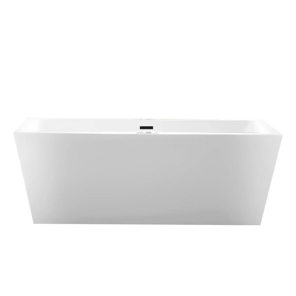 Vanity Art Tarbes 67 in. Acrylic Flatbottom Freestanding Bathtub in WhiteMatte Black VA6814-L-MB