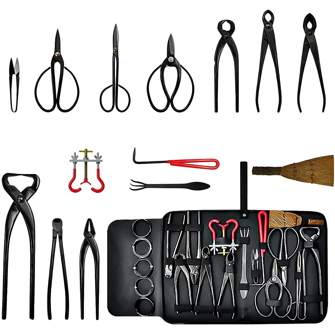 Nylon Zipped Case Carbon Steel Gardening Bonsai Tool Sets garden Plant Trimming Kit Scissor Cutter Shear