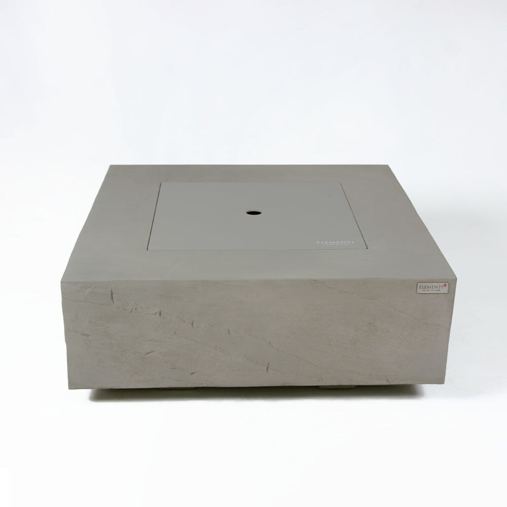 Elementi Plus Capertee Outdoor Fire Pit Table Concrete Square 60000 BTU   40 x 40 inches with Lid  Fire Glass  and Cover