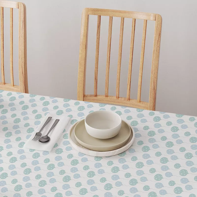 Round Tablecloth， 100% Cotton， 60 Round， Blue Balloons