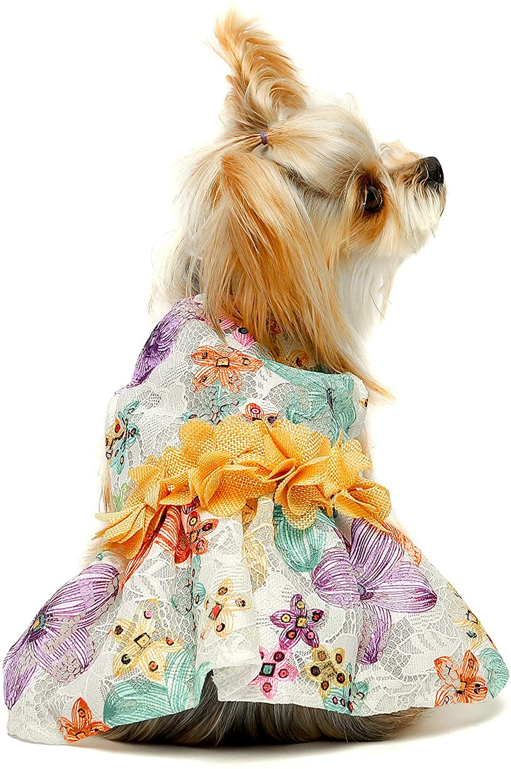 Fitwarm Flower Dog Dress for Pet Clothes Birthday Party Doggie Sundress Puppy Lace Clothes M