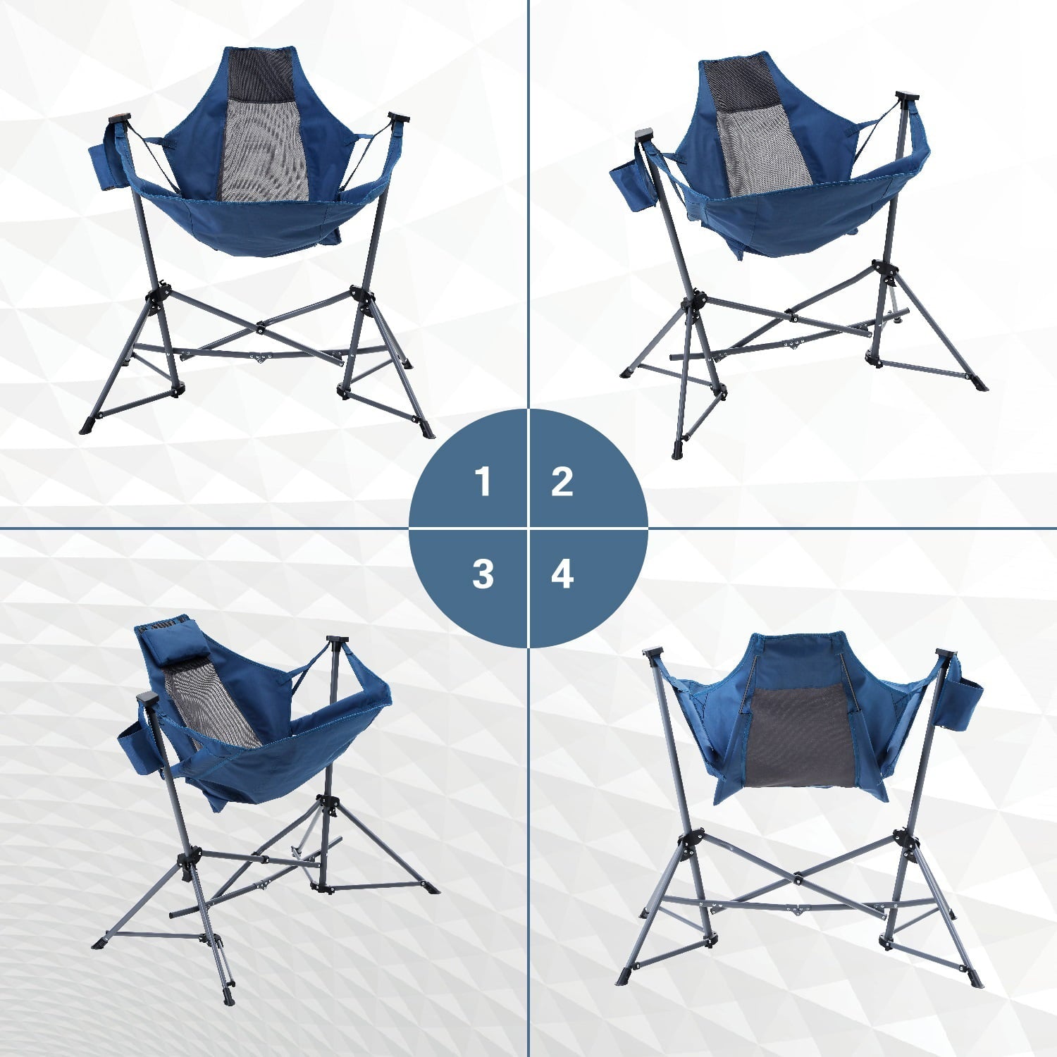 Alpha Camp Hammock Camping Chair Folding Rocking Chair with Headrest & Cup Holder, Supports up to 300Lbs