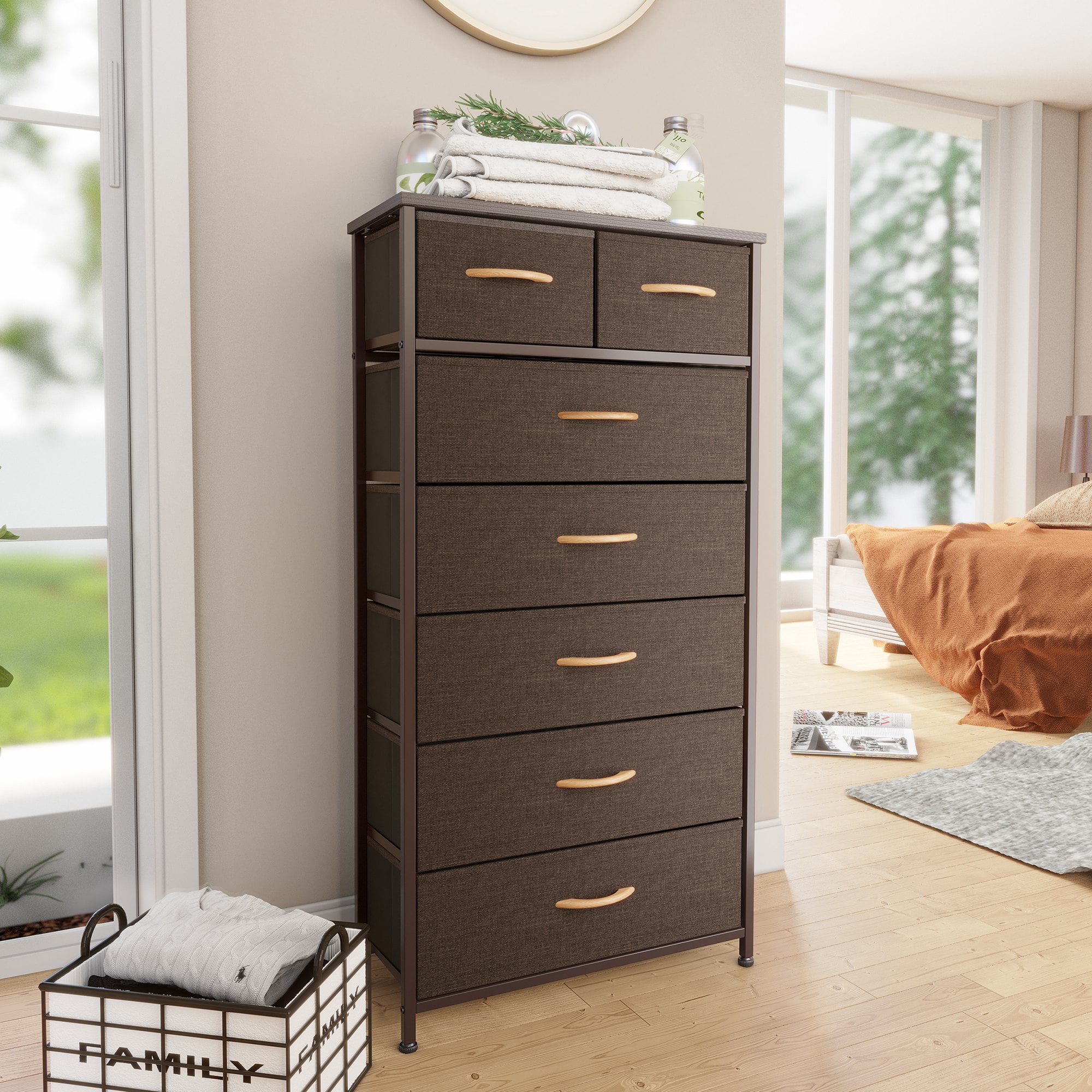 Pellebant Brown 7 Drawers Vertical Dresser Storage Tower Chest