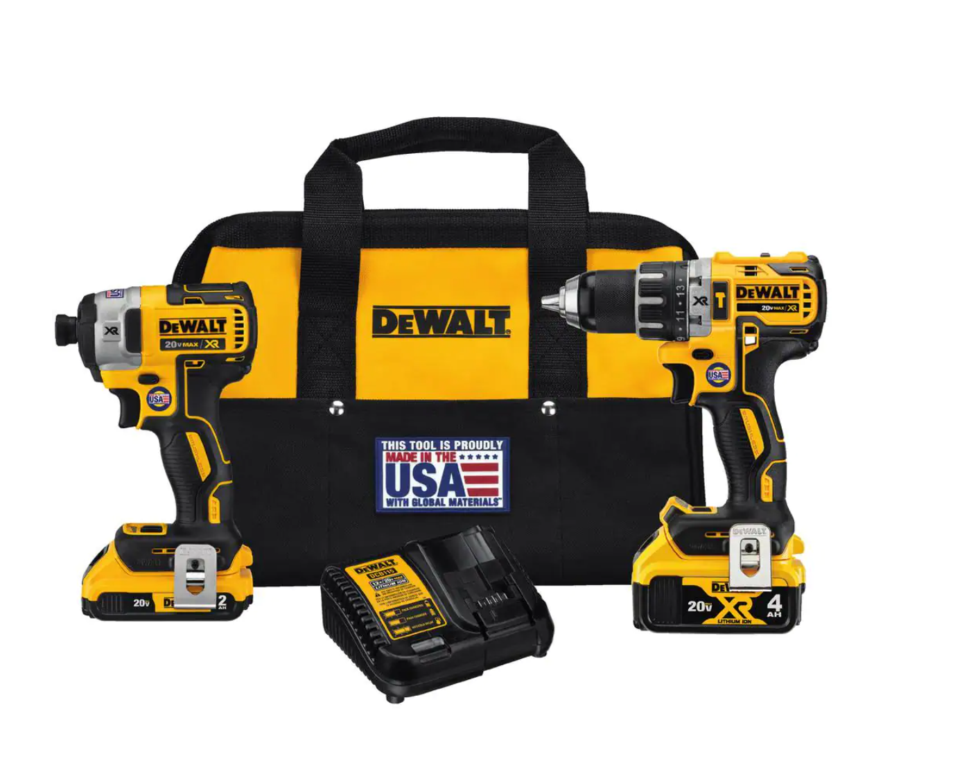 DEWALT DCK287D1M1 20-Volt MAX XR Cordless Brushless Hammer Drill/Impact Combo Kit (2-Tool) with (1) 4.0Ah Battery and (1) 2.0Ah Battery