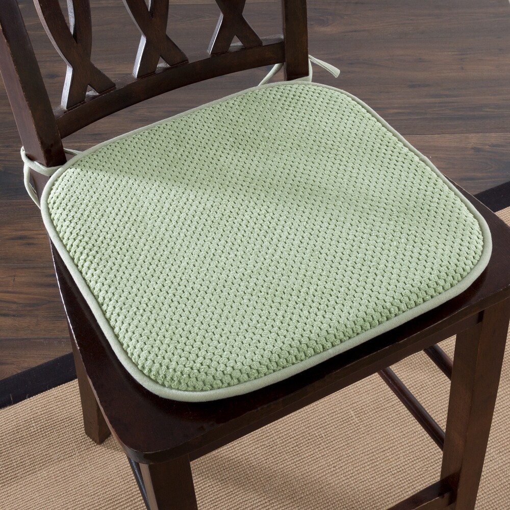 Memory Foam Chair Cushion   Machine Washable Pad with Ties and Nonslip Backing by Lavish Home (Green)