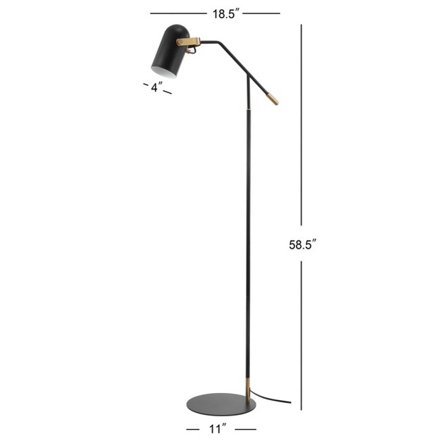 Metal Eugenio Floor Lamp includes Led Light Bulb Black Jonathan Y