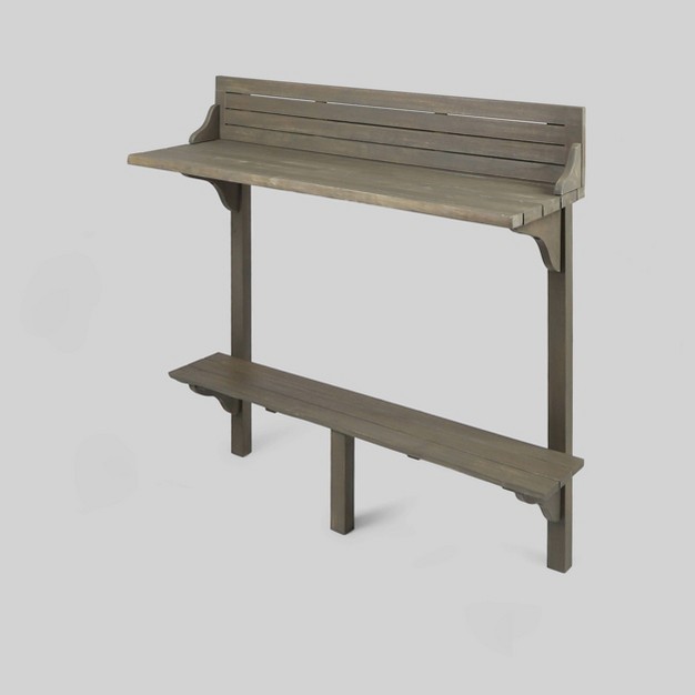 Rectangle Caribbean Acacia Wood Balcony Bar Table Gray Christopher Knight Home