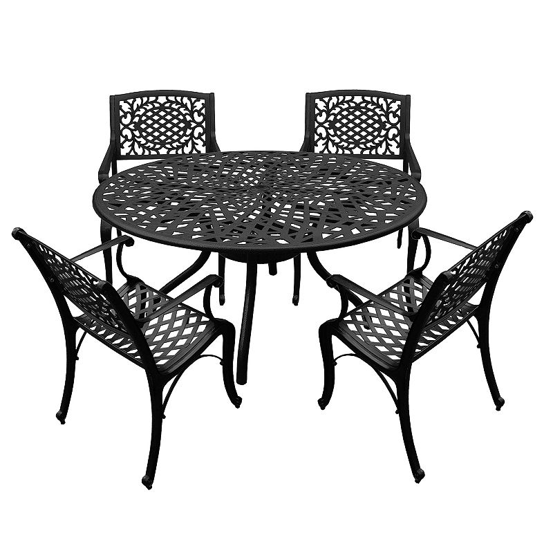 Oakland Living Ornate Design Round Patio Dining Table and Chair 5-piece Set