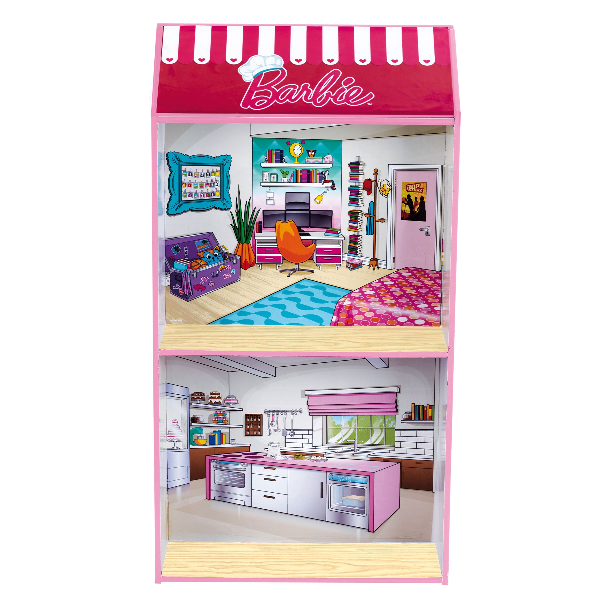 2 In 1 Barbie Pretend Play Toy Kitchen and Dollhouse for Kids 3 & Up (Used)