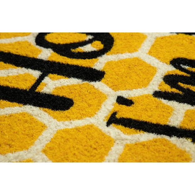 X 2 x27 4 quot Honey I x27 m Home Indoor outdoor Coir Doormat White black yellow Entryways