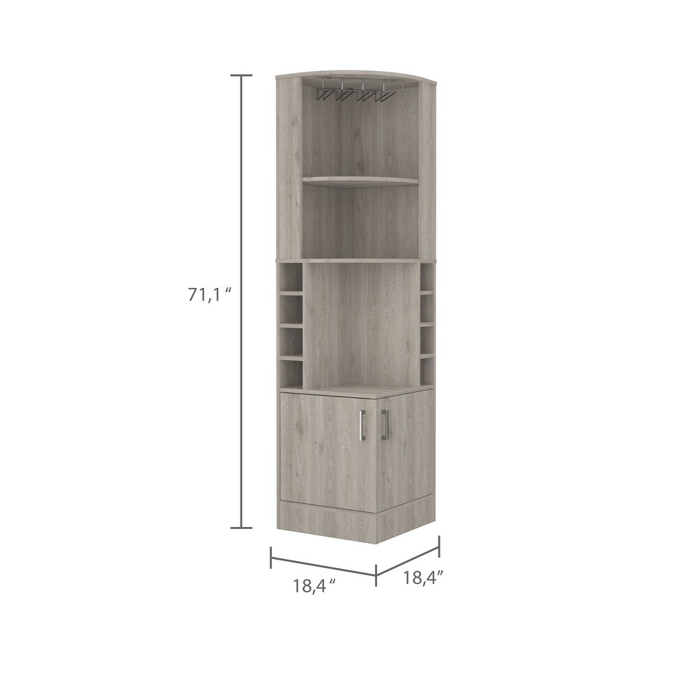 8 Bottle 2 Shelf Bar Cabinet with a central open shelf on each side