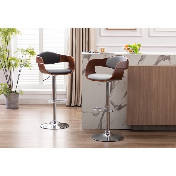 Porthos Home Rory Adjustable Height Swivel Bar Stool， PU Upholstery