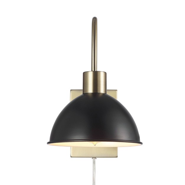 Ivy 1 light Matte Brass Plug in Or Hardwire Wall Sconce With Matte Black Accents Globe Electric