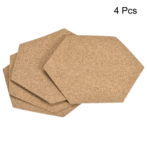 100x85x1mm Hexagon Coasters Cork Cup Mat Pad Adhesive Backed 4pcs - Wood