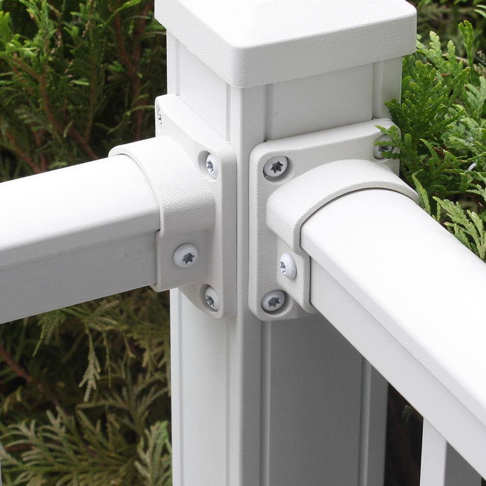 Weatherables Stanford Textured White Aluminum Straight Railing Bracket Kit (4-Piece) AWAL-STRGHTKIT-BRD