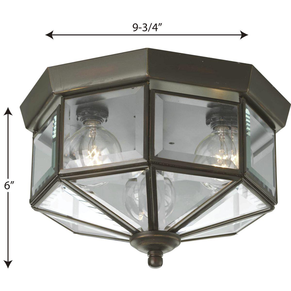 Three-Light Beveled Glass 9-3/4 Close-to-Ceiling