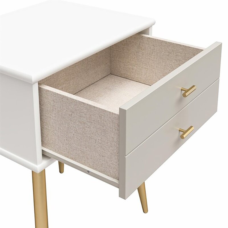 1 Drawer Nightstand  White and Taupe