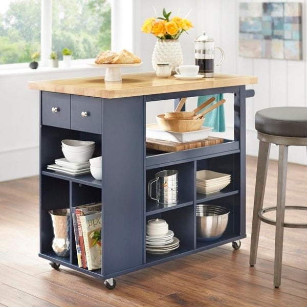 angelo:HOME Kitchen Island/Cart - Boston (Navy)