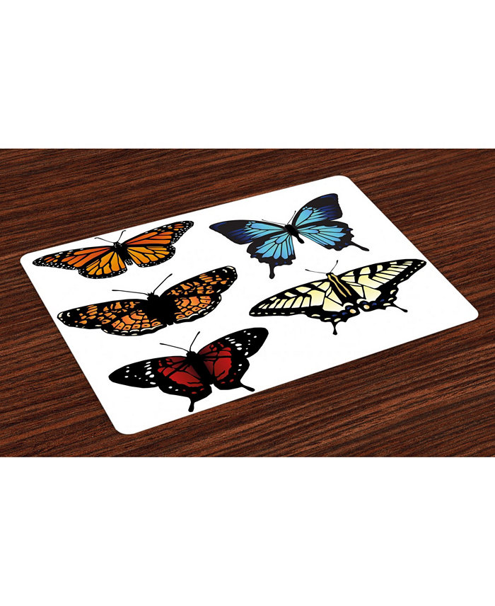 Ambesonne Swallowtail Butterfly Place Mats Set of 4