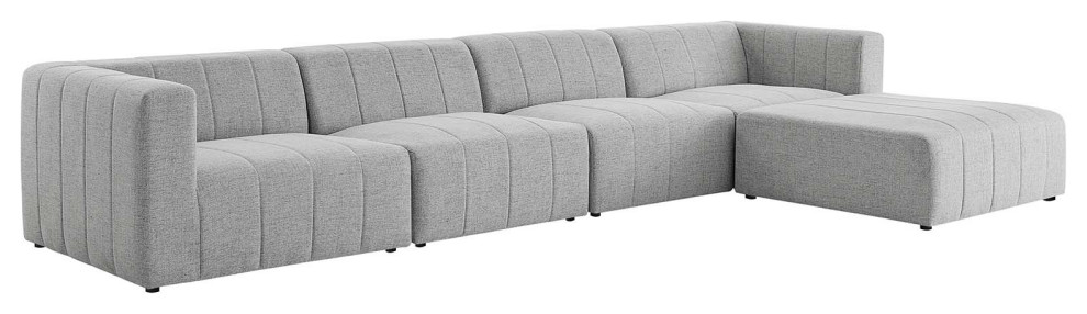 Bartlett Upholstered Fabric Upholstered Fabric 5Piece Sectional Sofa Light Gray   Transitional   Sectional Sofas   by Morning Design Group  Inc  Houzz