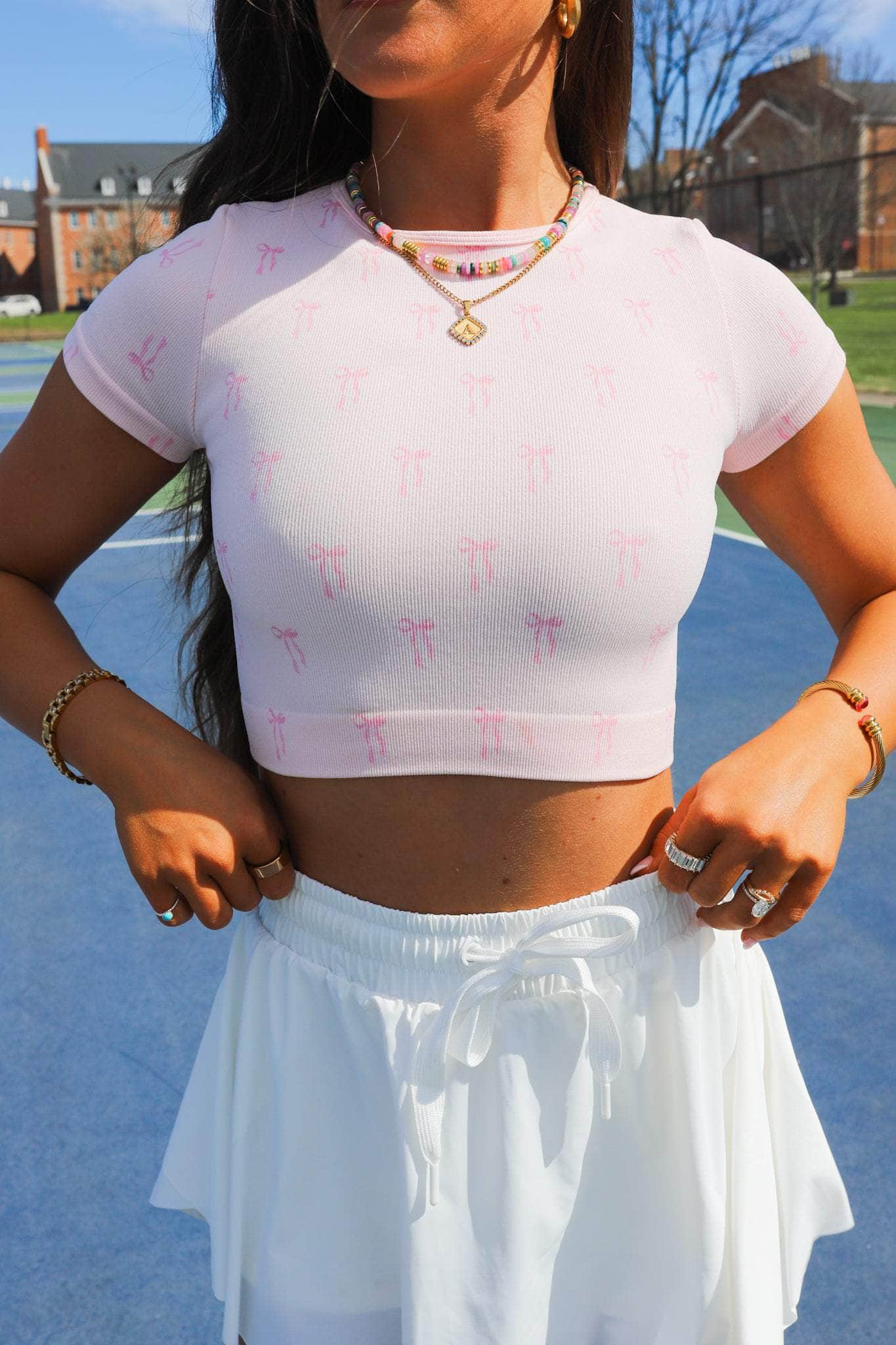 Pink Bow Seamless Tee