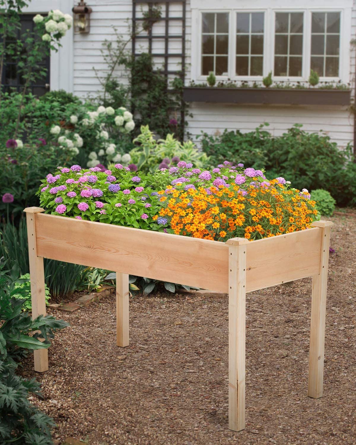 Garden Raise Bed Elevated Garden Bed Wood Planter Box Kit For Vegetable Flower Outdoor Yard Wooden Garden Box With Legs Patio Raise Bed Gardening Planter Box