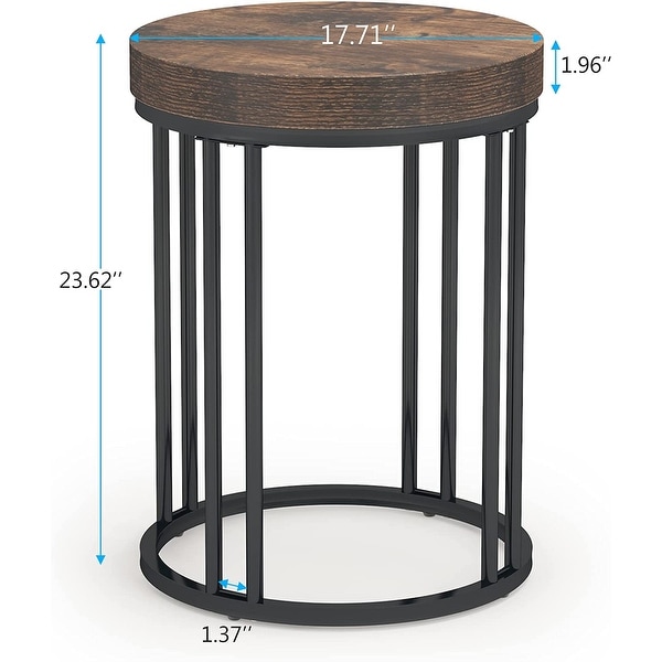 Round End Table， 2 Tier Wood Sofa Side Table for Living Room Bedroom