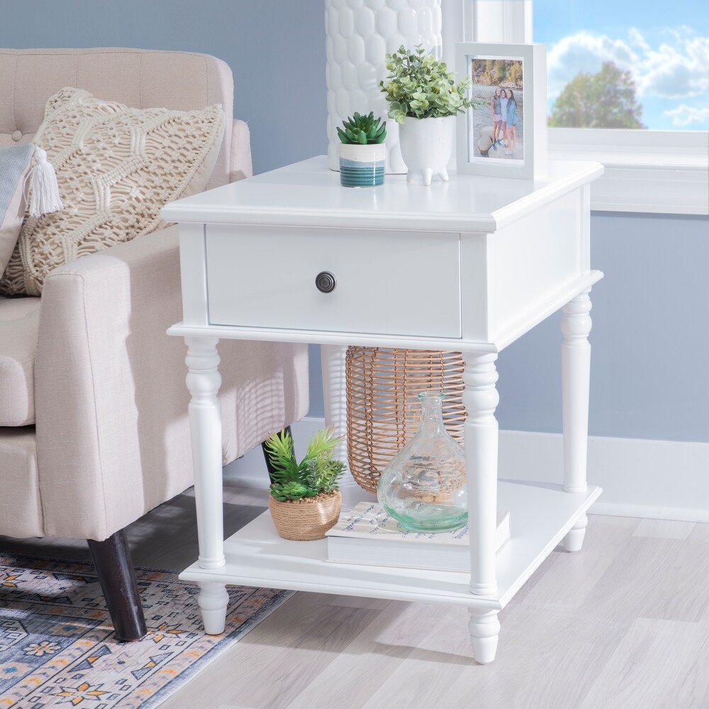 Jowin Classic Wood Side Table with Storage