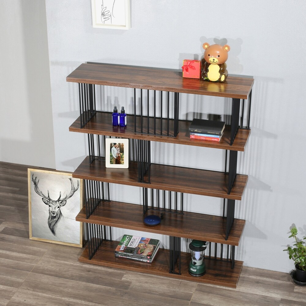 DAVEE Modern   Contemporary Antique Wood 4 tier Bookcase   57.87*47.24*11.81 inches