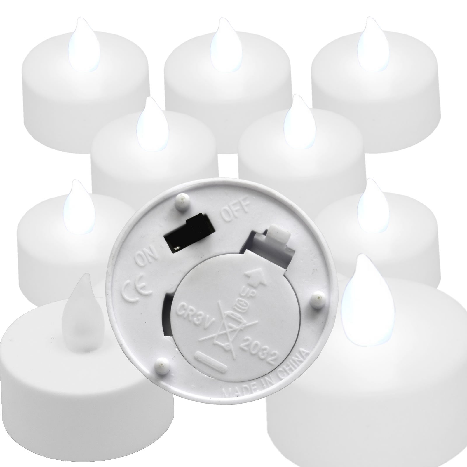 Flickering Tea Lights White  6 pieces