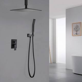 CASAINC 2-Function 10 in.Ceiling-Mounted Shower System with Handheld Shower in Matte Black CS3602-10MB