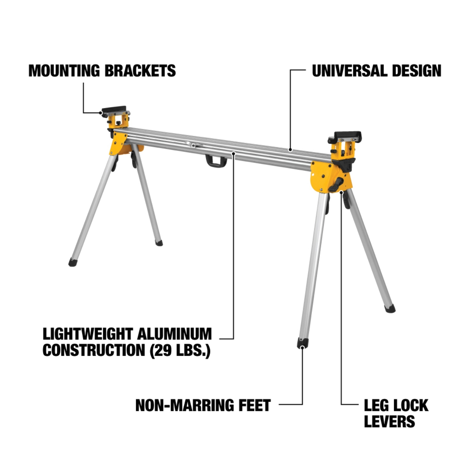 DW Metal 150 in. L X 32 in. H X 9 in. W Miter Saw Stand Yellow 1 pc