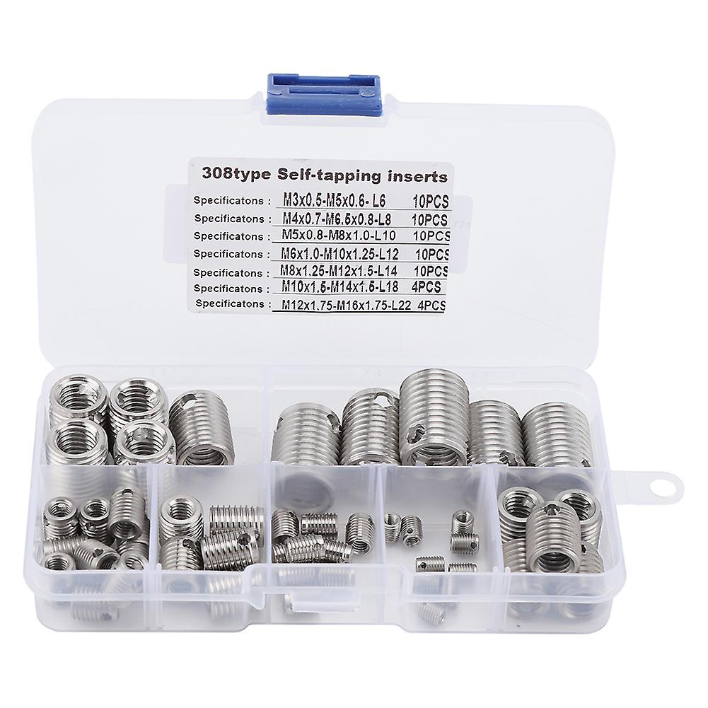 58pcs Threaded Inserts Stainless Steel Self Tapping Thread Insert Screw Thread Repair Insert