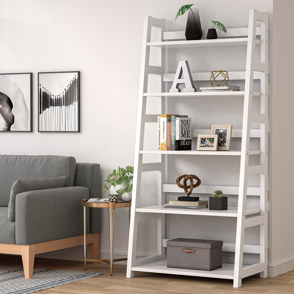 5 Tier Ladder Shelves  Bookshelf Bookcase for Living Room