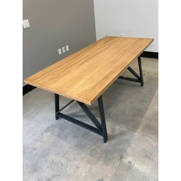 2xhome Table ONLY!! Natural Light Brown Wood Modern Table Steel Frame Metal Dining Table 71