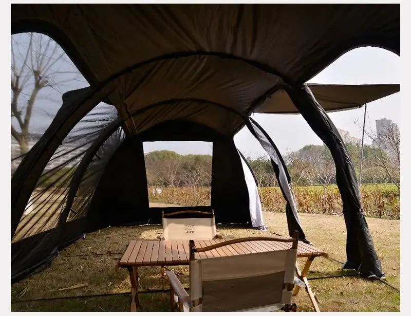 Factory Wholesale glamping Camping Rain Proof 5 8 person vinyl waterproof tunnel tent outdoor