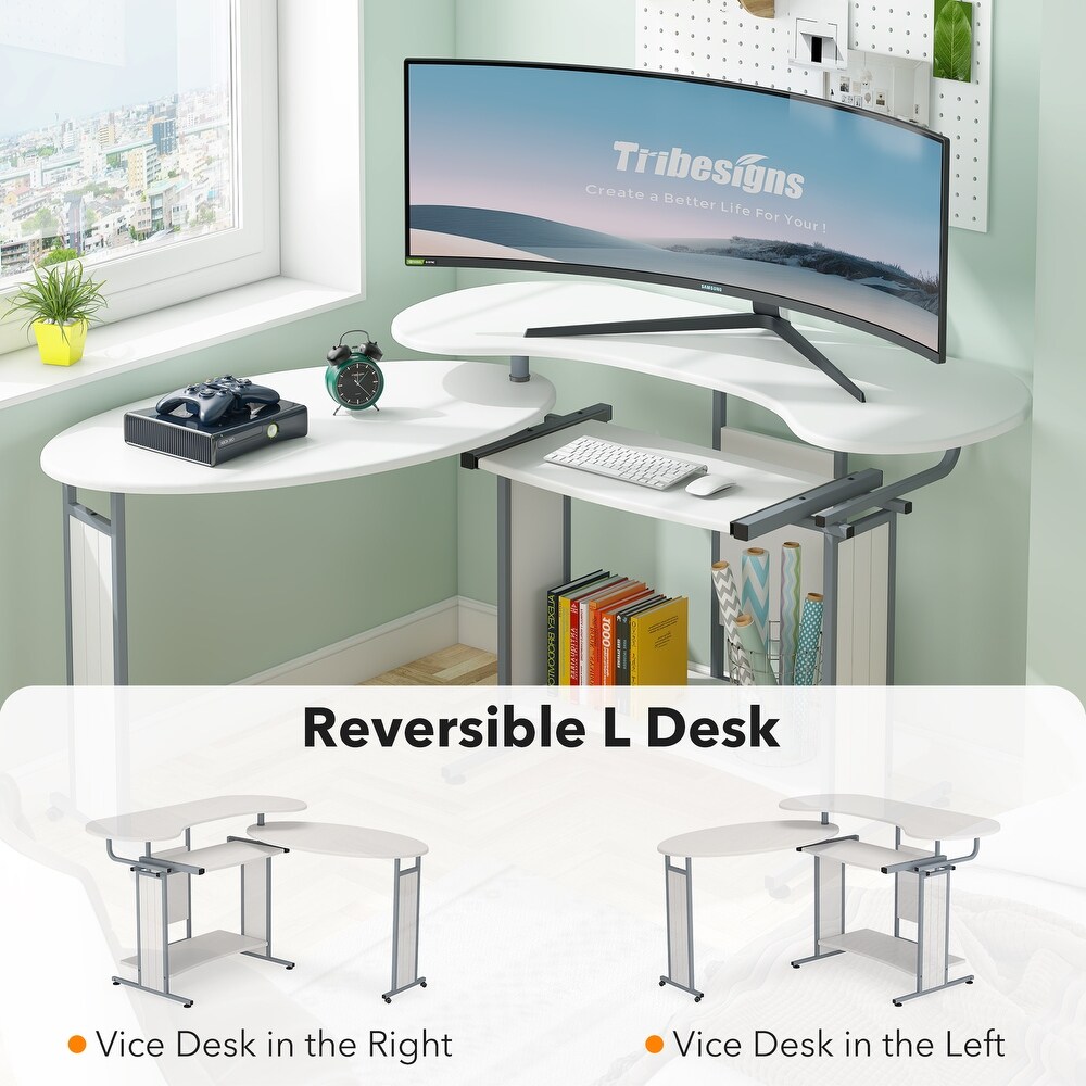 L Shaped Computer Desk  Rotating Corner Desk   Modern Office Study Workstation