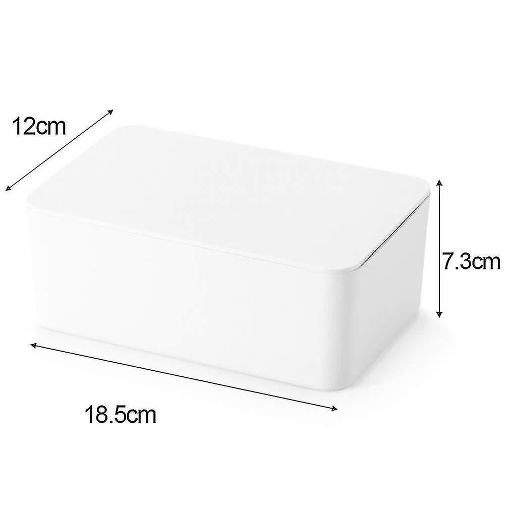 Dustproof Tissue Storage Box With Lid For Home Office Desk (white)