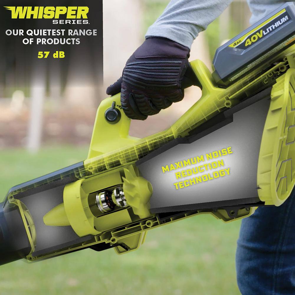 RYOBI 40V HP Brushless Whisper Series 21 in. Walk Behind Self-Propelled All Wheel Drive Mower Blower (4) Batteries Chargers RY401210-2X