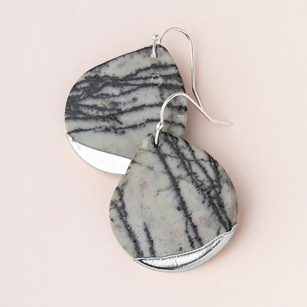 Scout Curated Wears   Stone Dipped Teardrop Earring - Picasso Jasper/Silver