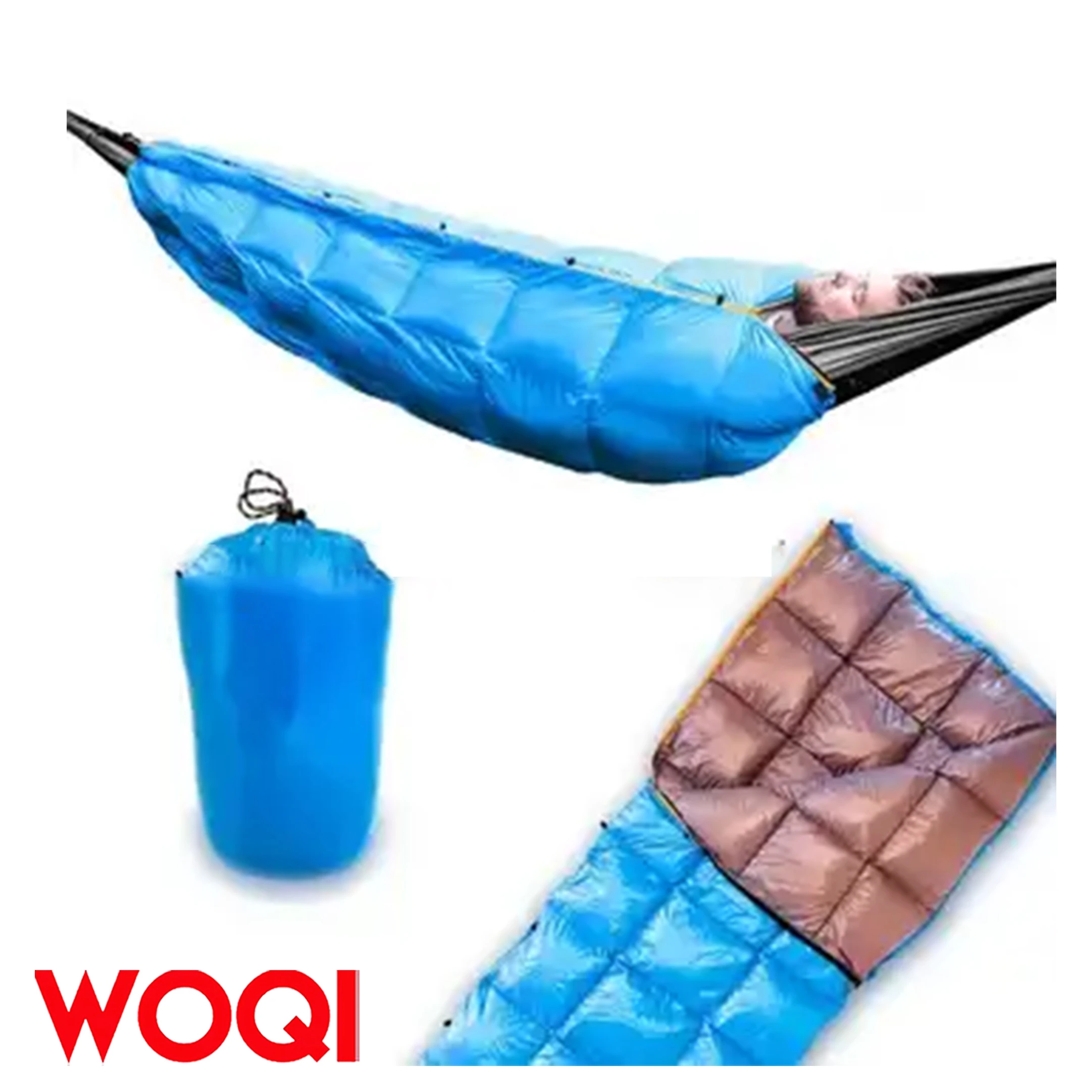 WOQI Outdoor  Lightweight Backpacking  Hiking Camping 3 Season Mummy Sleeping Bag with hammock  Compression Bag