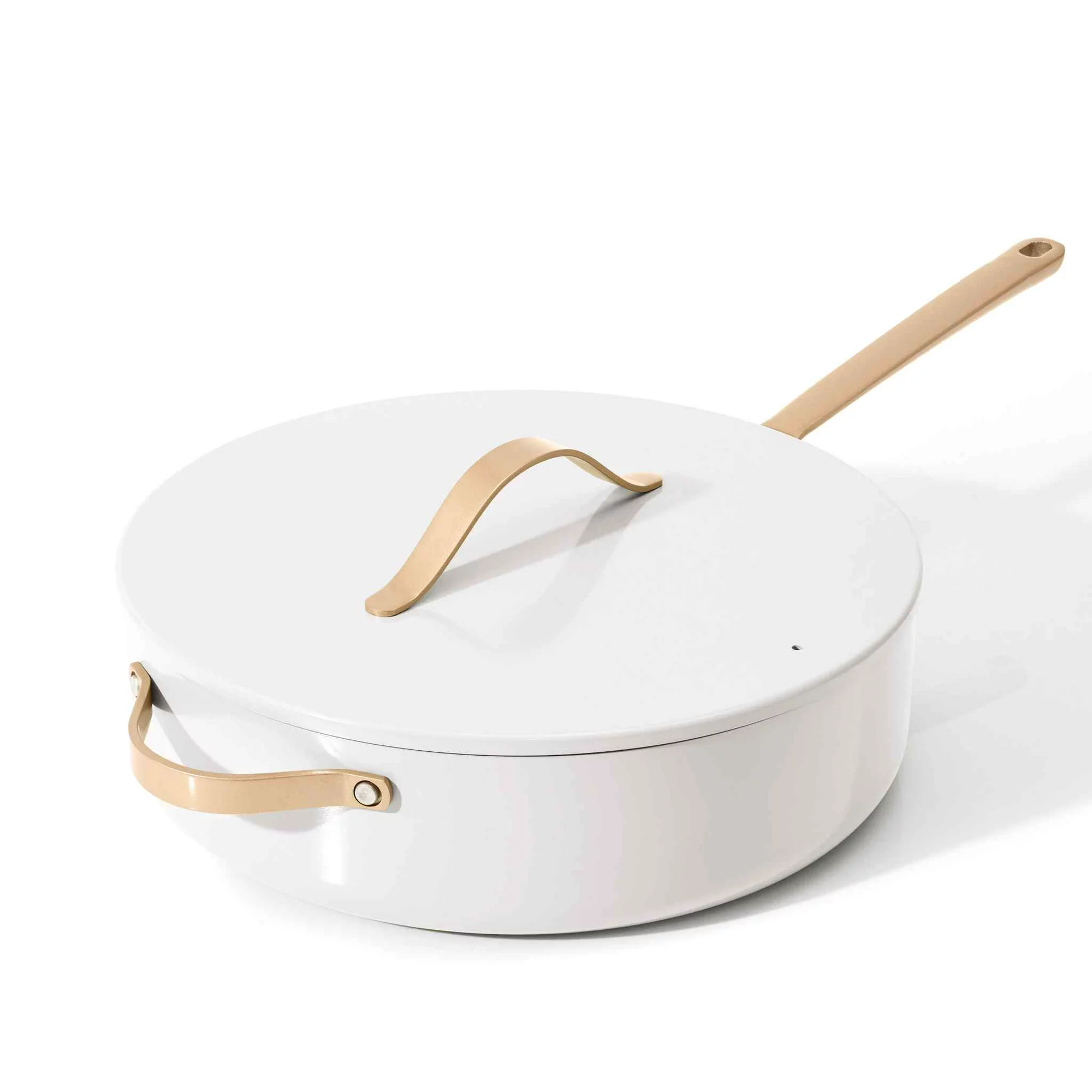 Beautiful 5.5 Quart Ceramic Non-Stick Saute Pan， White Icing， by Drew Barrymore