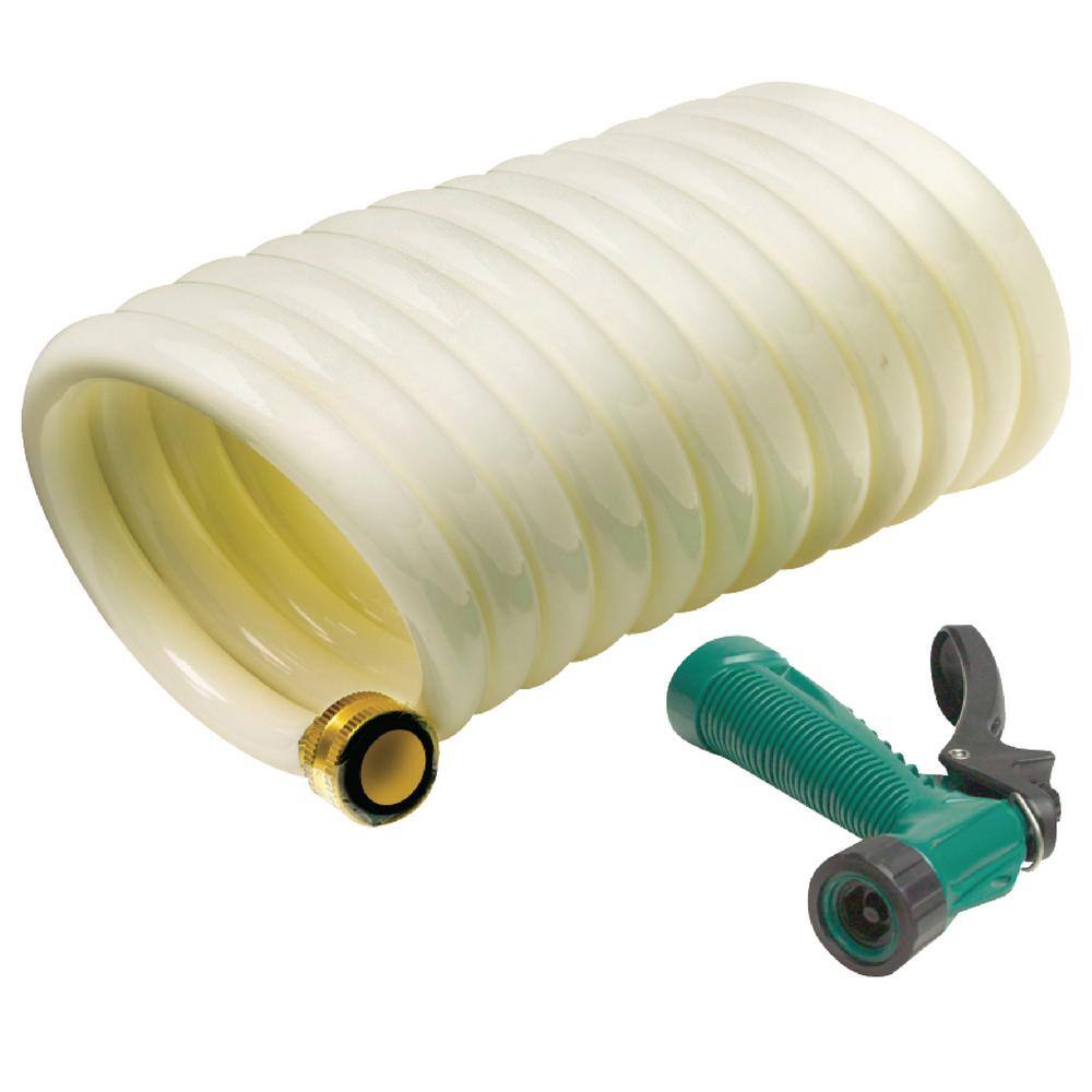 Seachoice 25 ft. White Poly Coiled Washdown Hose With Sprayer 79691