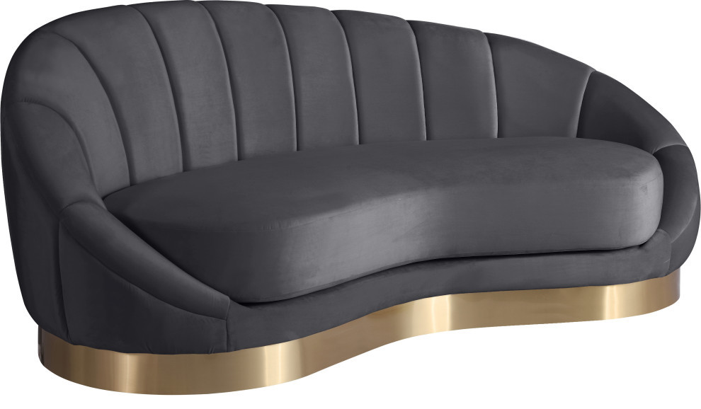 Shelly Velvet Chair With Brushed Gold Stainless Steel Base   Contemporary   Indoor Chaise Lounge Chairs   by Meridian Furniture  Houzz