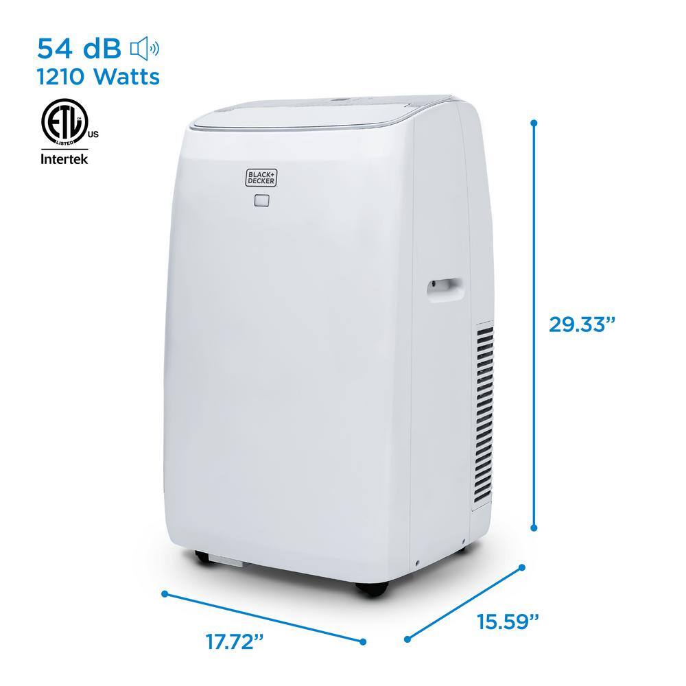 BLACK+DECKER 14000 BTU Cool 13000 BTU Heat 10000 BTU (SACCCEC) Cool Portable Air Conditioner Dehumidifier and Remote White BPT10HWTB