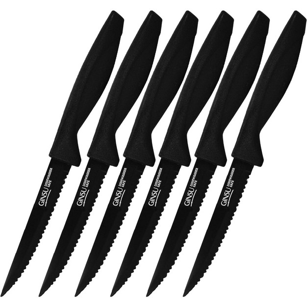 Ginsu Daku 6 piece Black Steak Knife Set Dishwasher Safe And Always Sharp