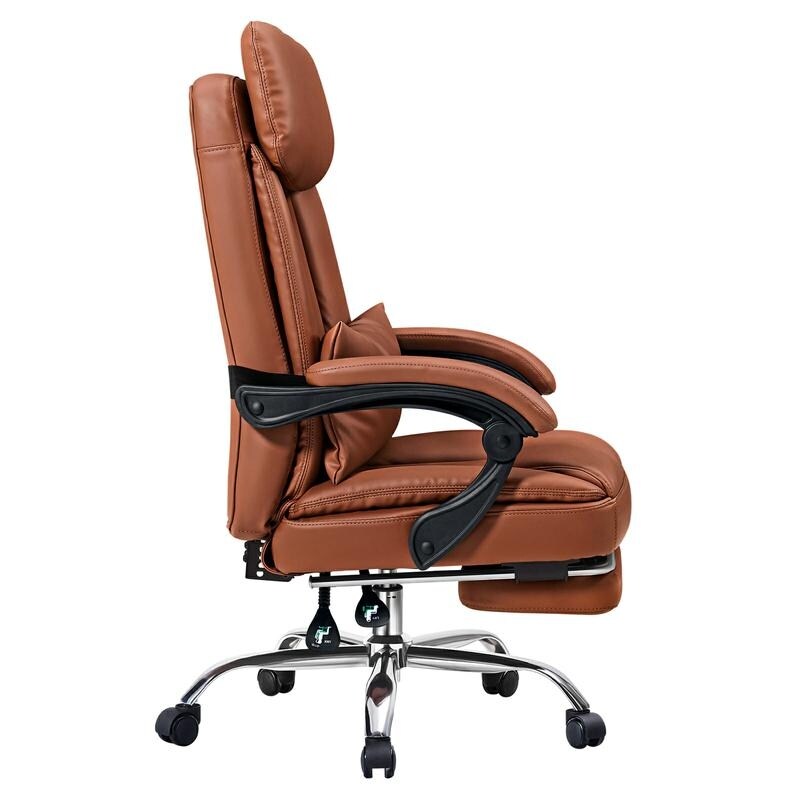 Executive Office Chair PU Leather Swivel Desk Chairs  Adjustable Height Reclining Chair with Padded Armrest and Footrest